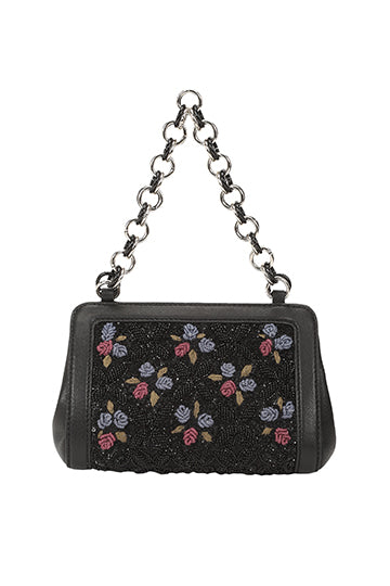 Adia Black Handheld Leather Bag