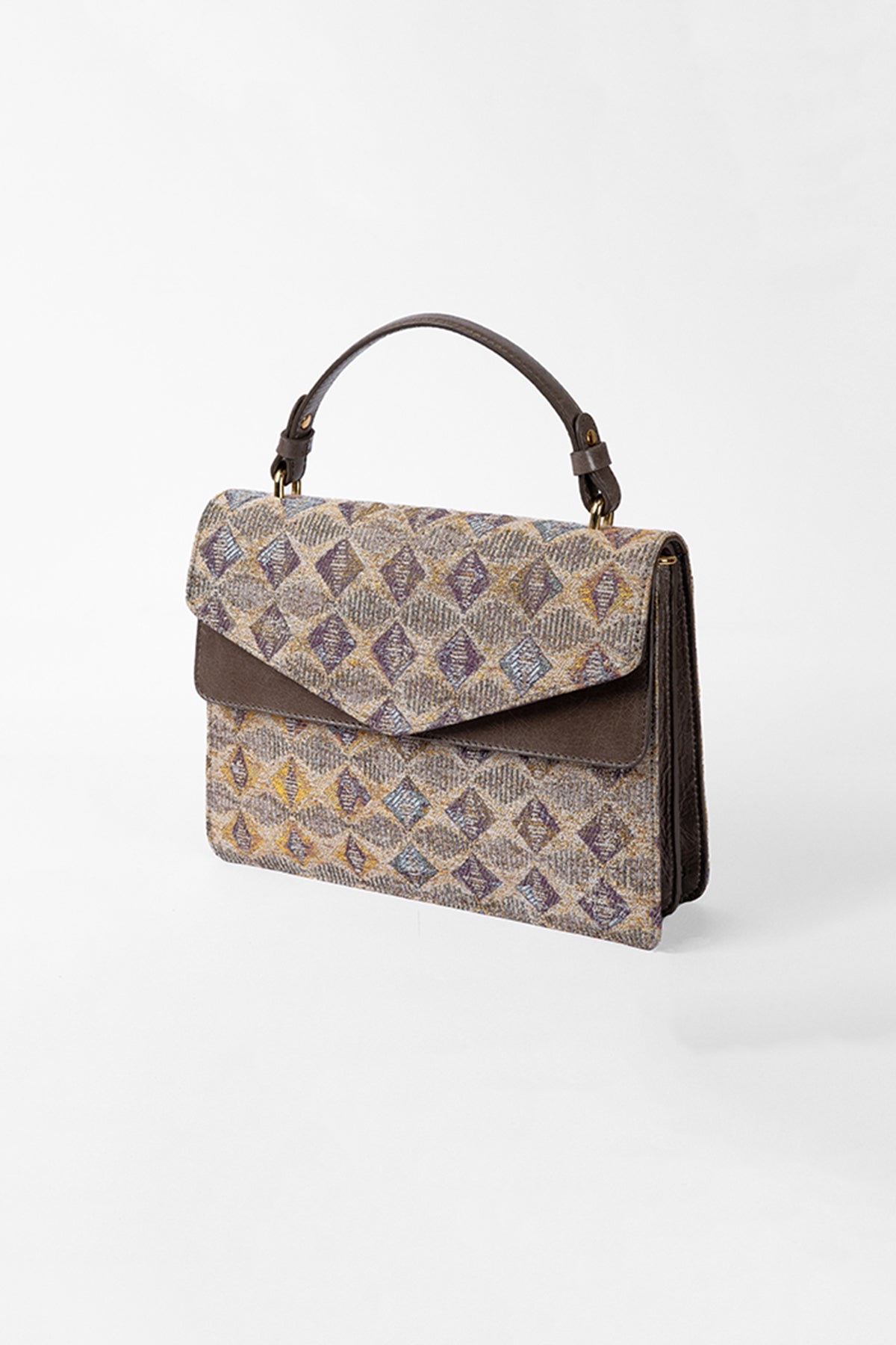 Hibiscus - Grey Leather Shoulder Bag