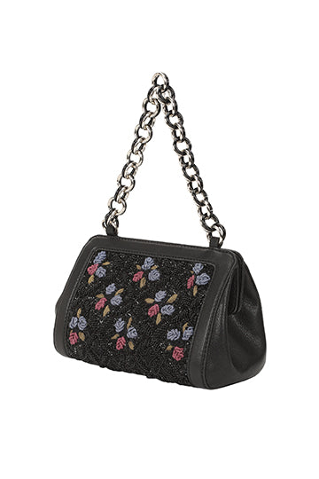 Adia Black Handheld Leather Bag