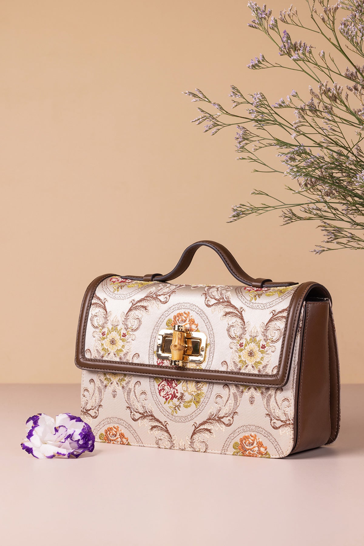 Tulip-Brown Leather Shoulder Bag