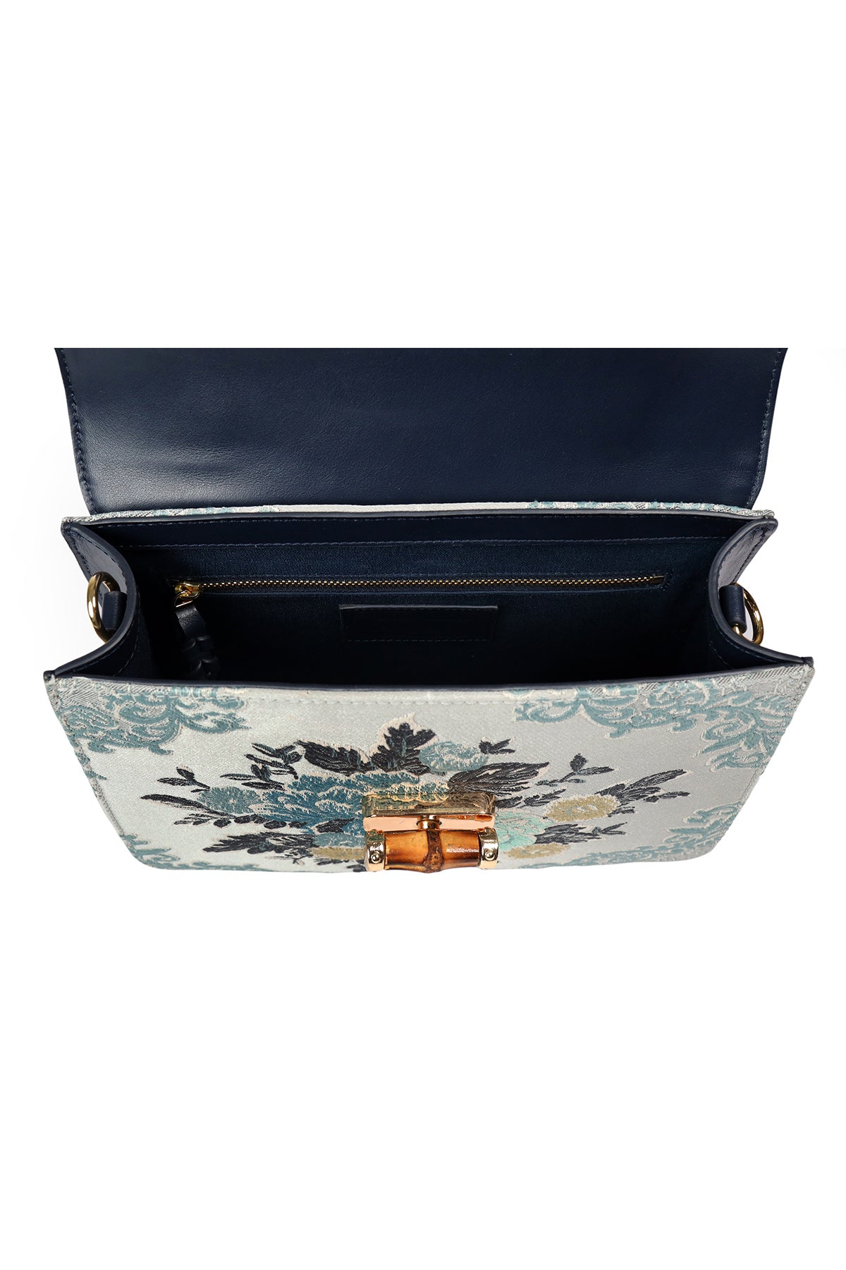 Hydrangea-Pigeon Blue Leather Shoulder Bag