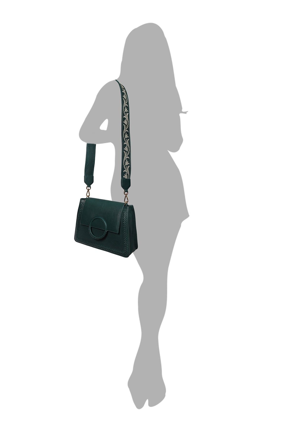 Geranium-Forest Green Leather Shoulder Bag