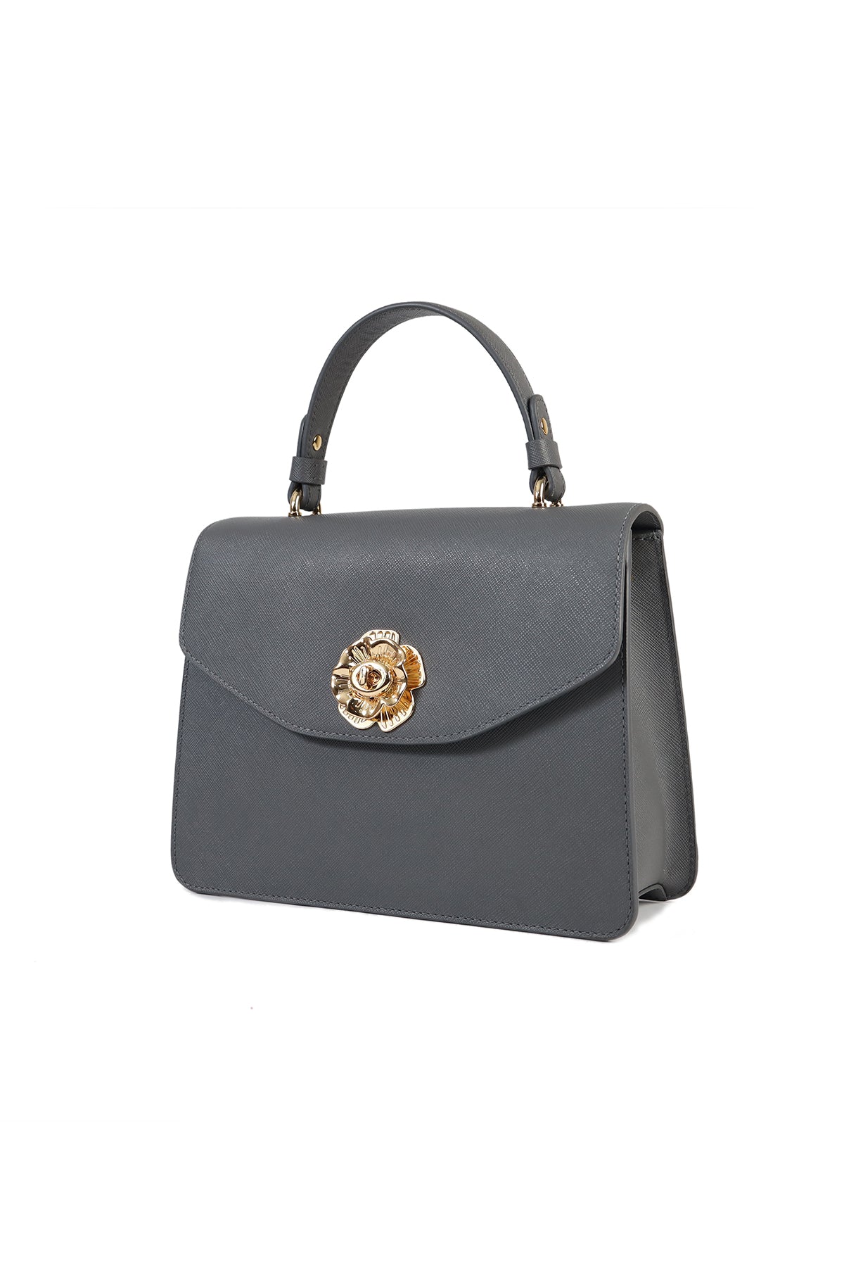 Aster-Grey Leather Shoulder Bag
