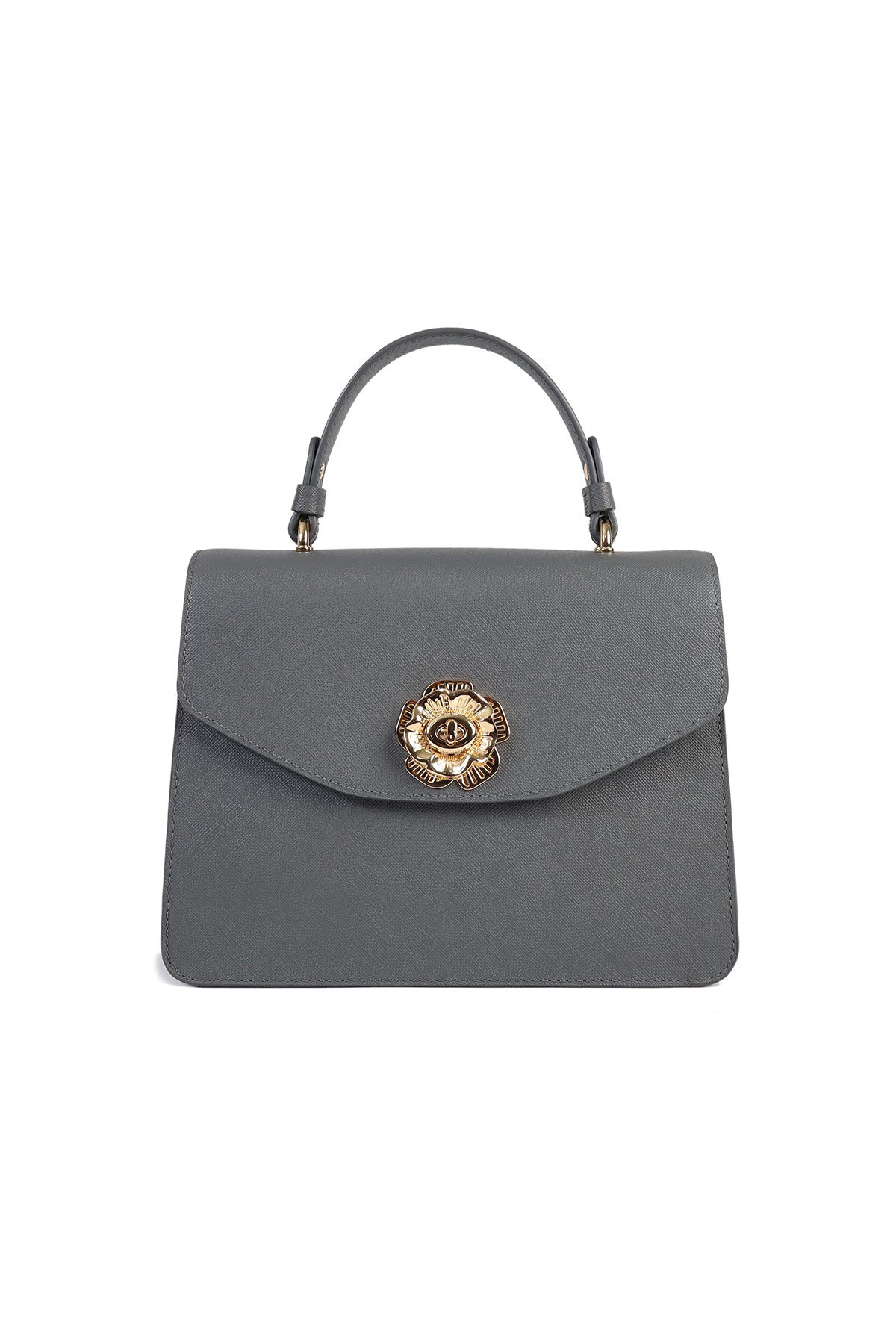 Aster-Grey Leather Shoulder Bag