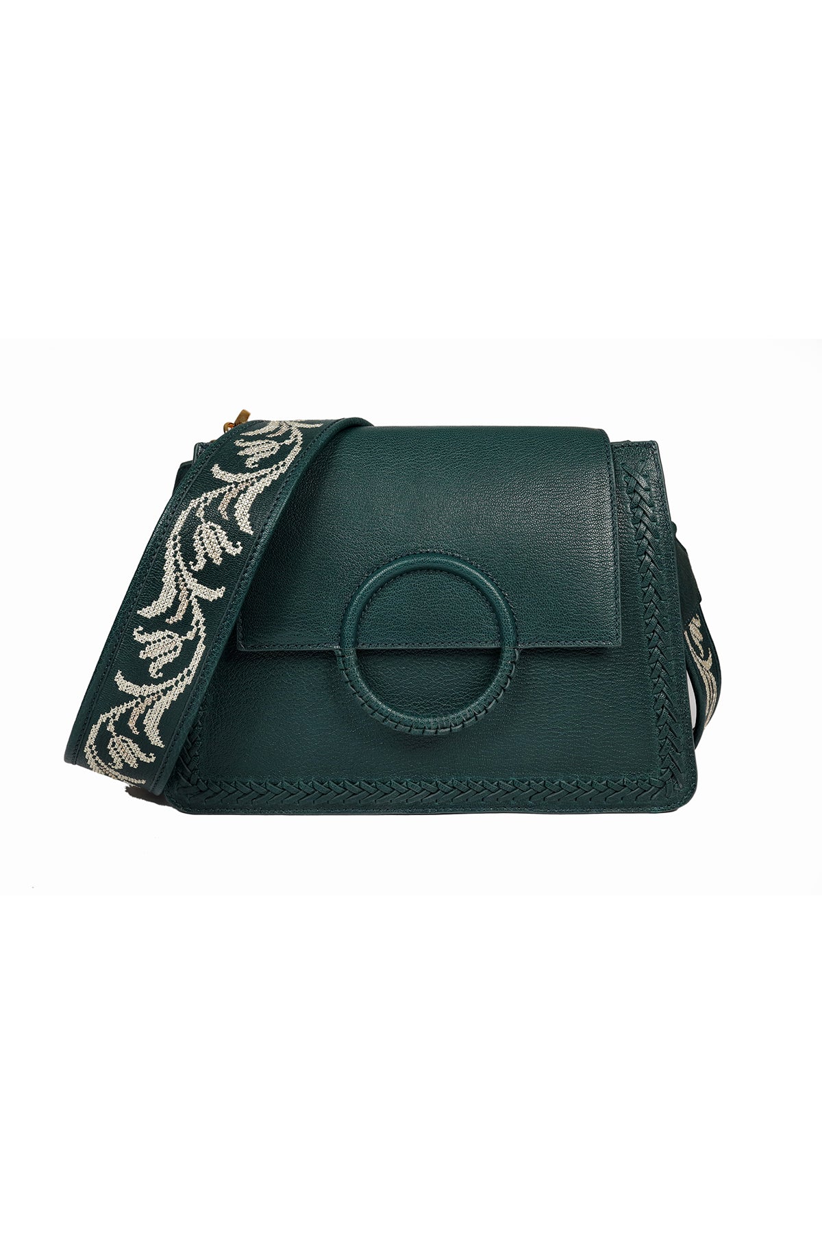 Geranium-Forest Green Leather Shoulder Bag