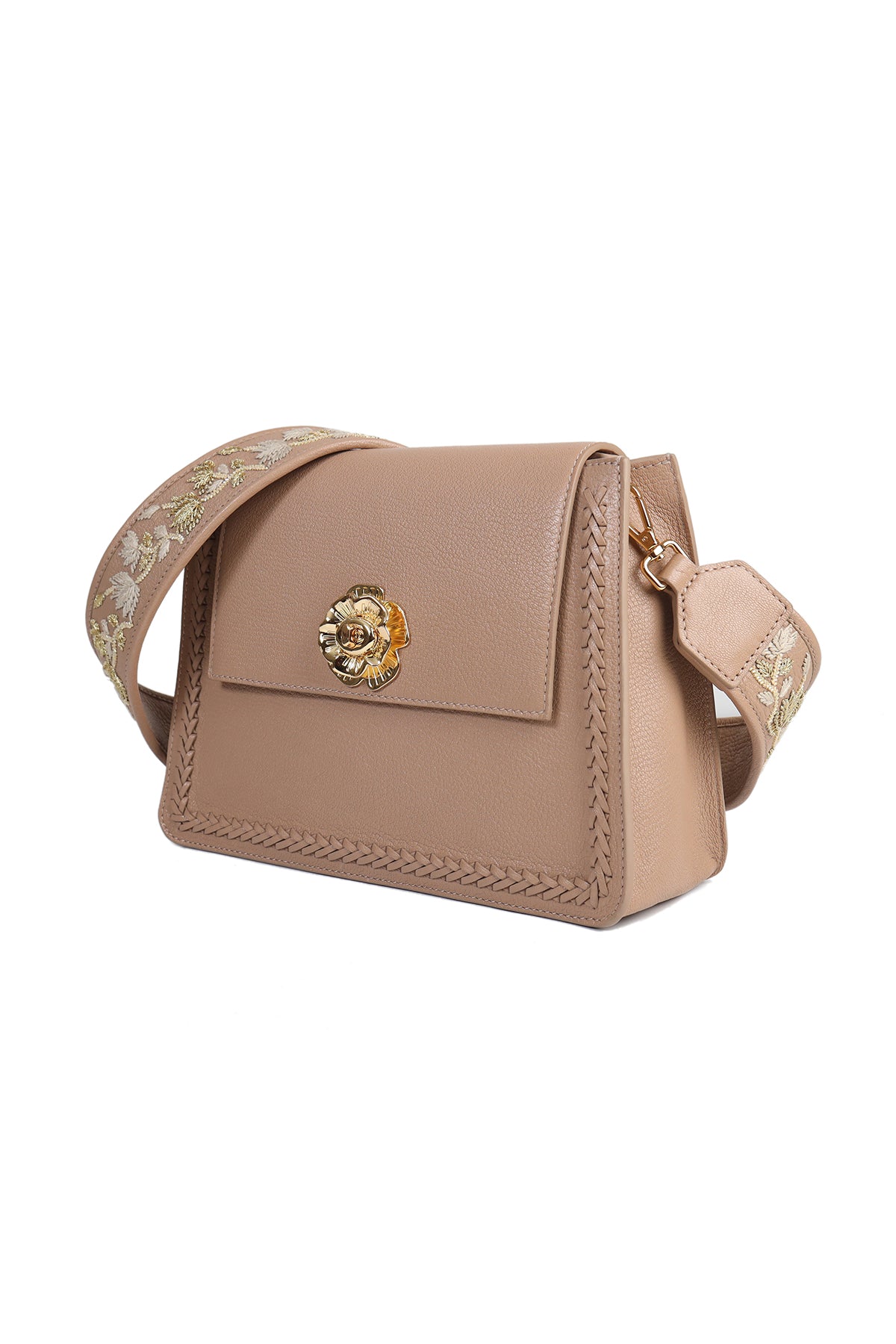 Geranium-Nude Leather Shoulder Bag