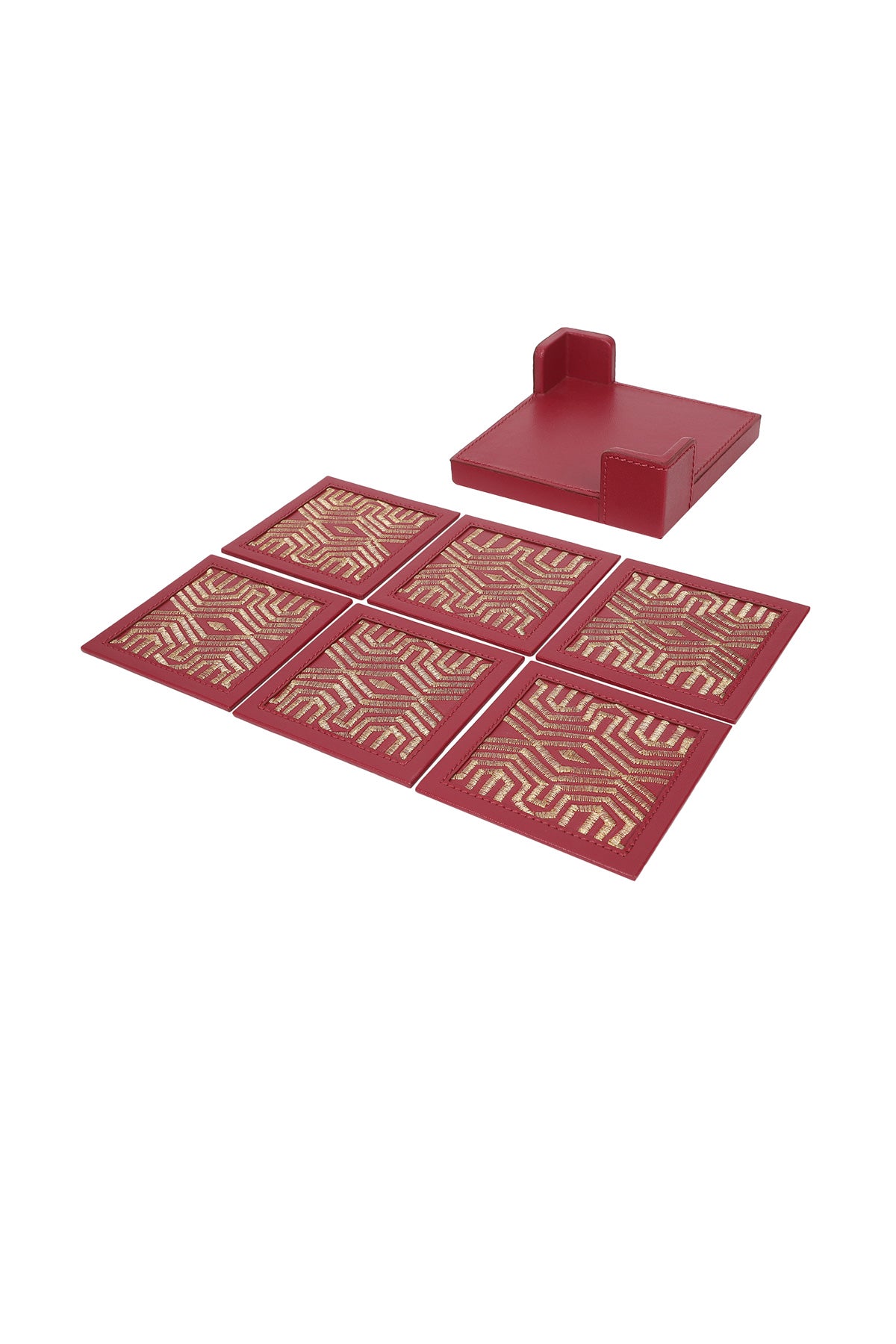 Maple Coaster Set (Set of 6) -Ruby