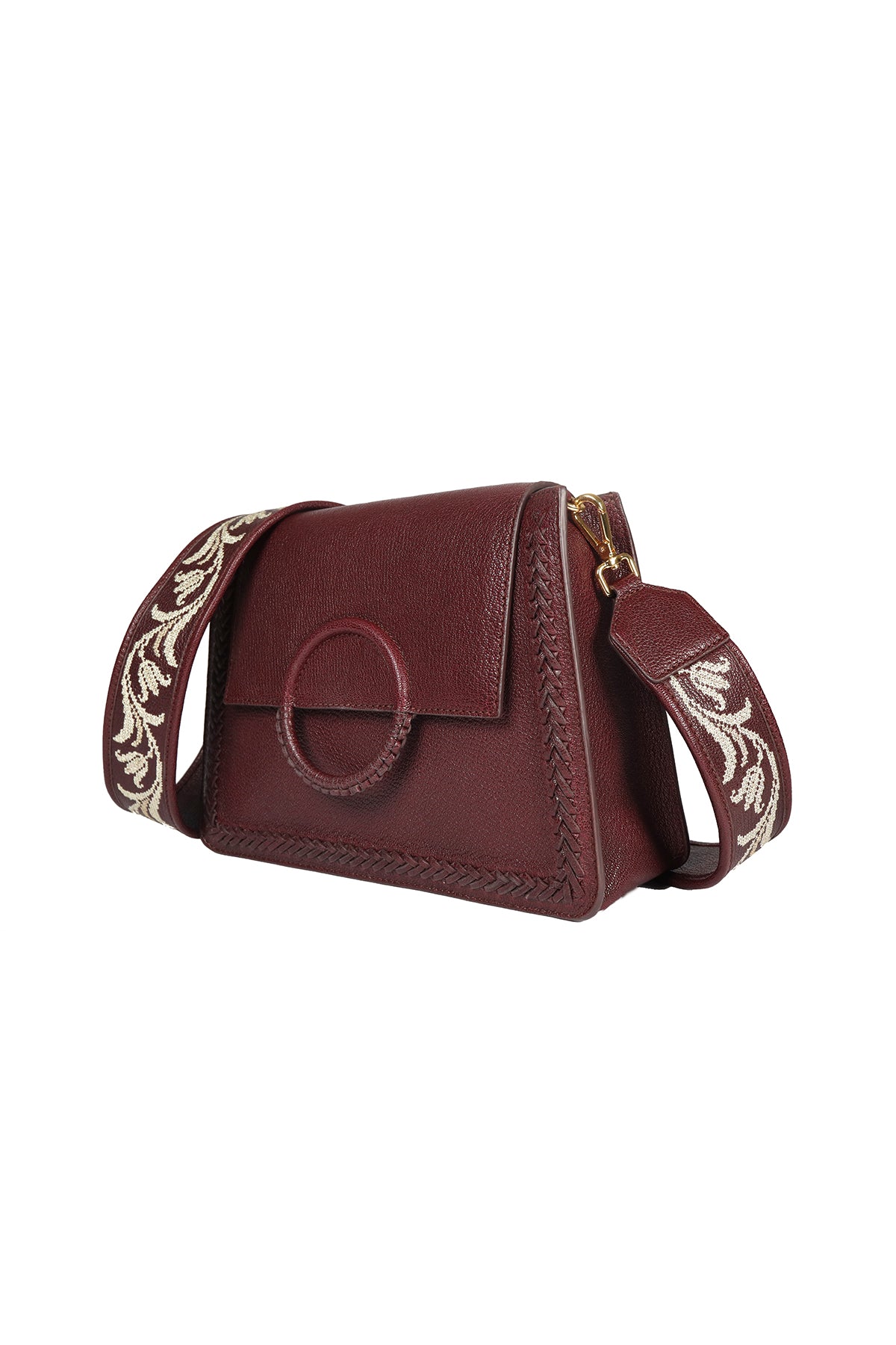 Geranium-Sangria Leather Shoulder Bag