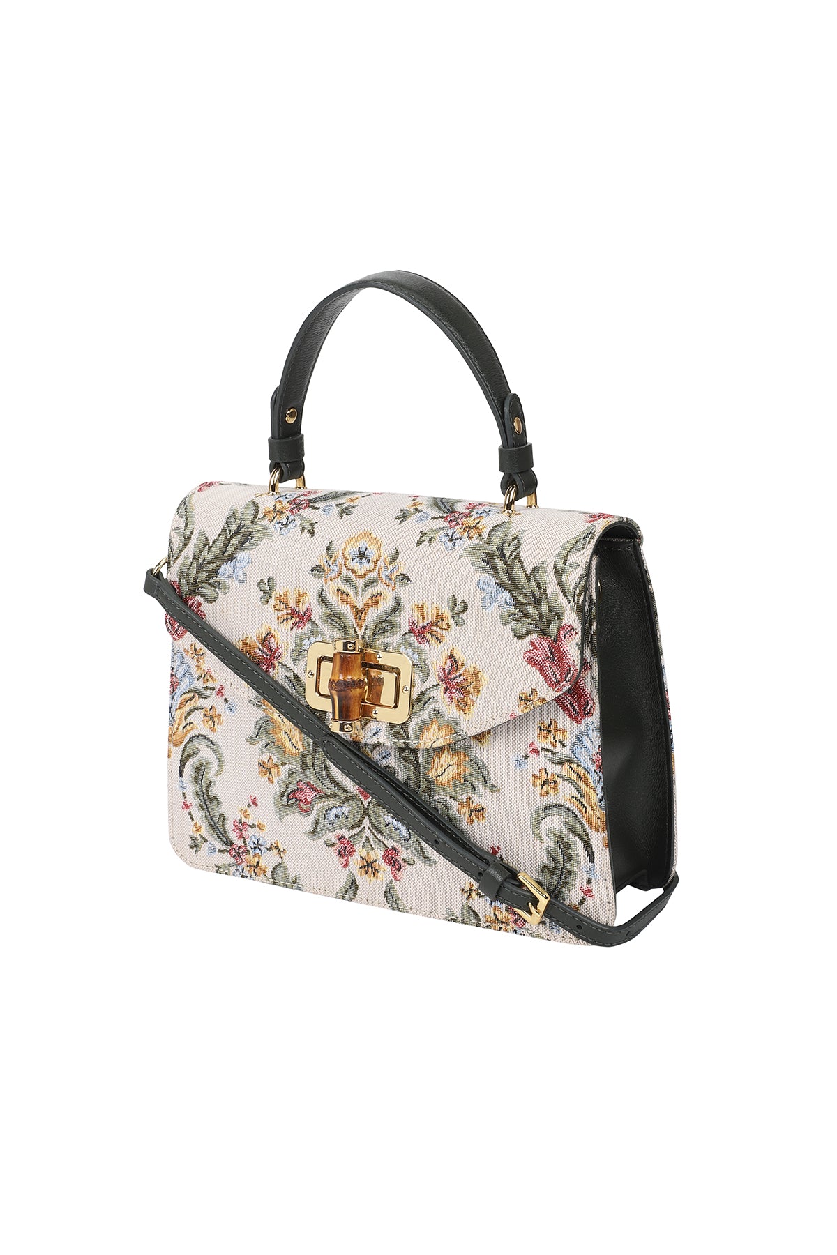 Hydrangea Forest  Green Leather Shoulder Bag