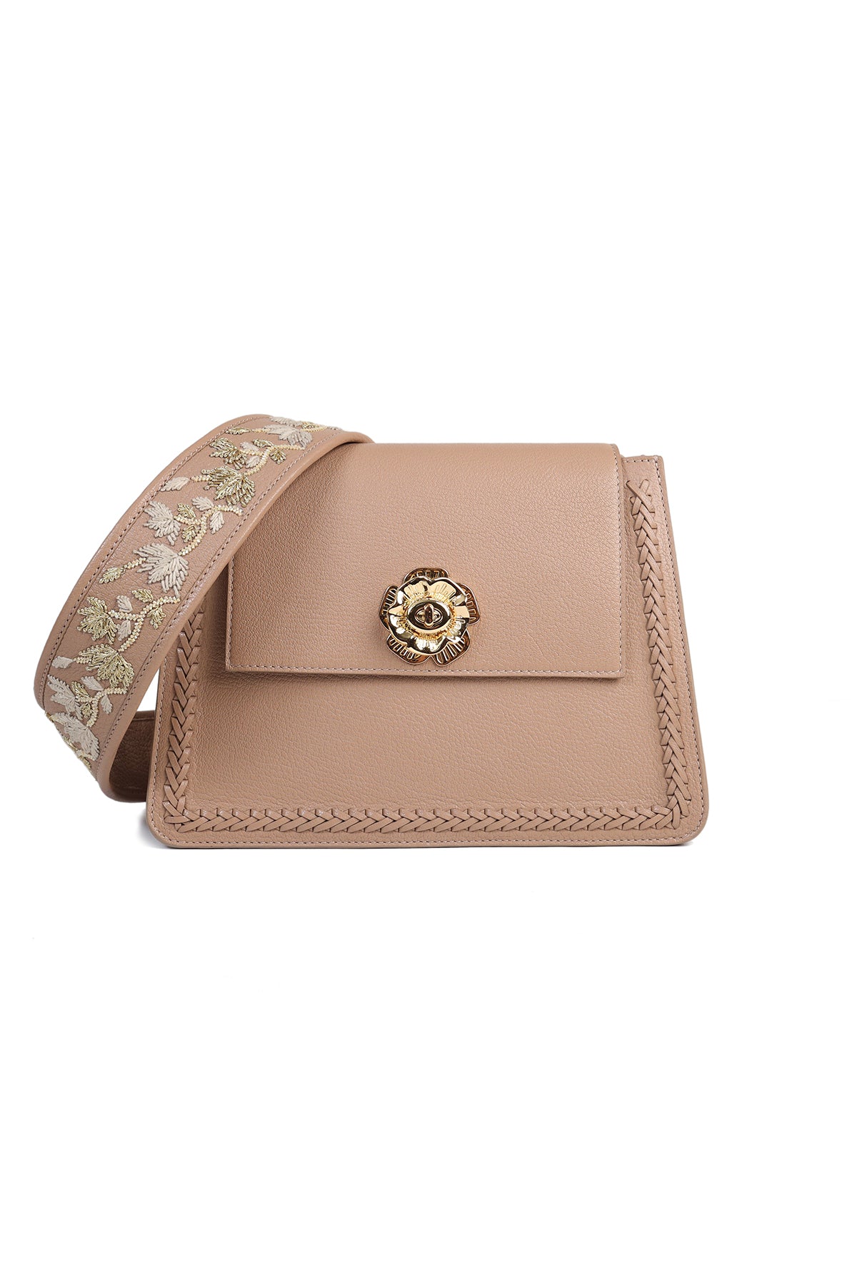 Geranium-Nude Leather Shoulder Bag