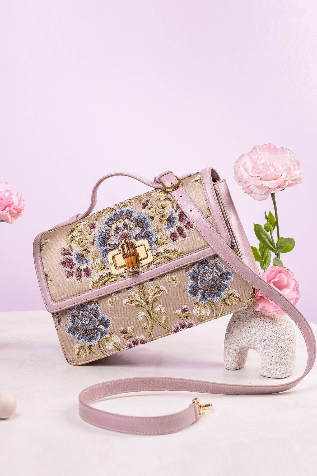 Tulip Lilac Leather Shoulder Bag