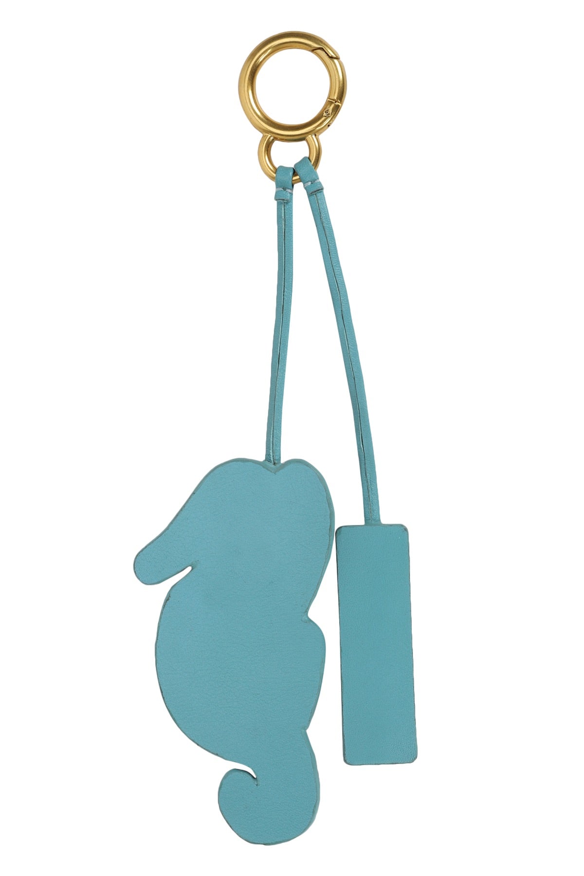 Seahorse Leather Charm - Teal Blue