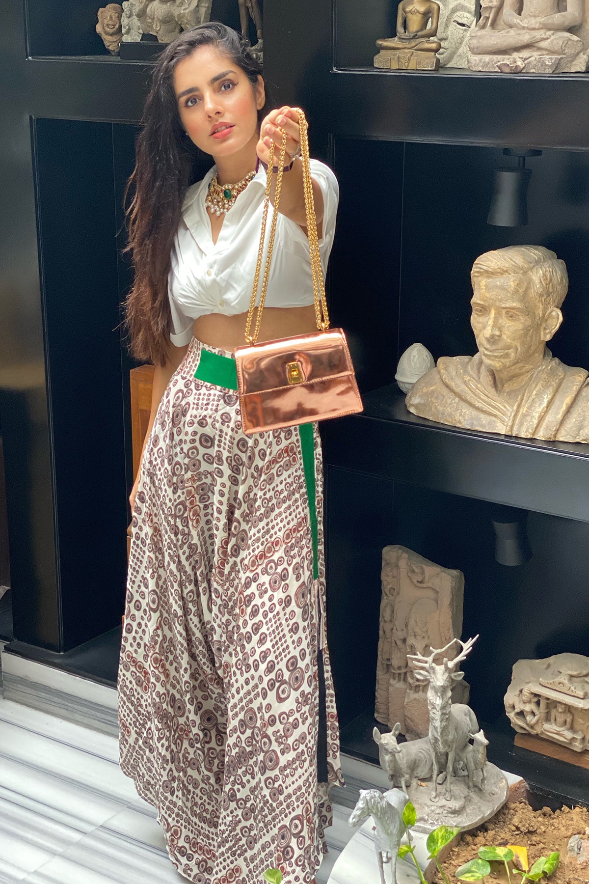 Sharnamli Mehra Adhar with the Primrose Rose Quartz Mini Bag