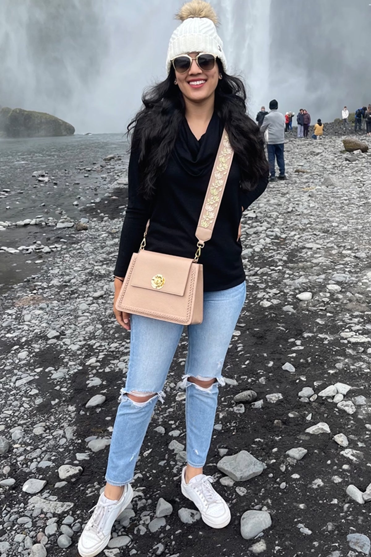 Shivani Bafna with the Geranium Nude Bag