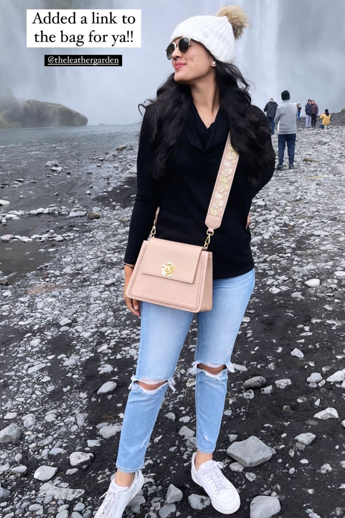 Shivani Bafna with the Geranium Nude Bag