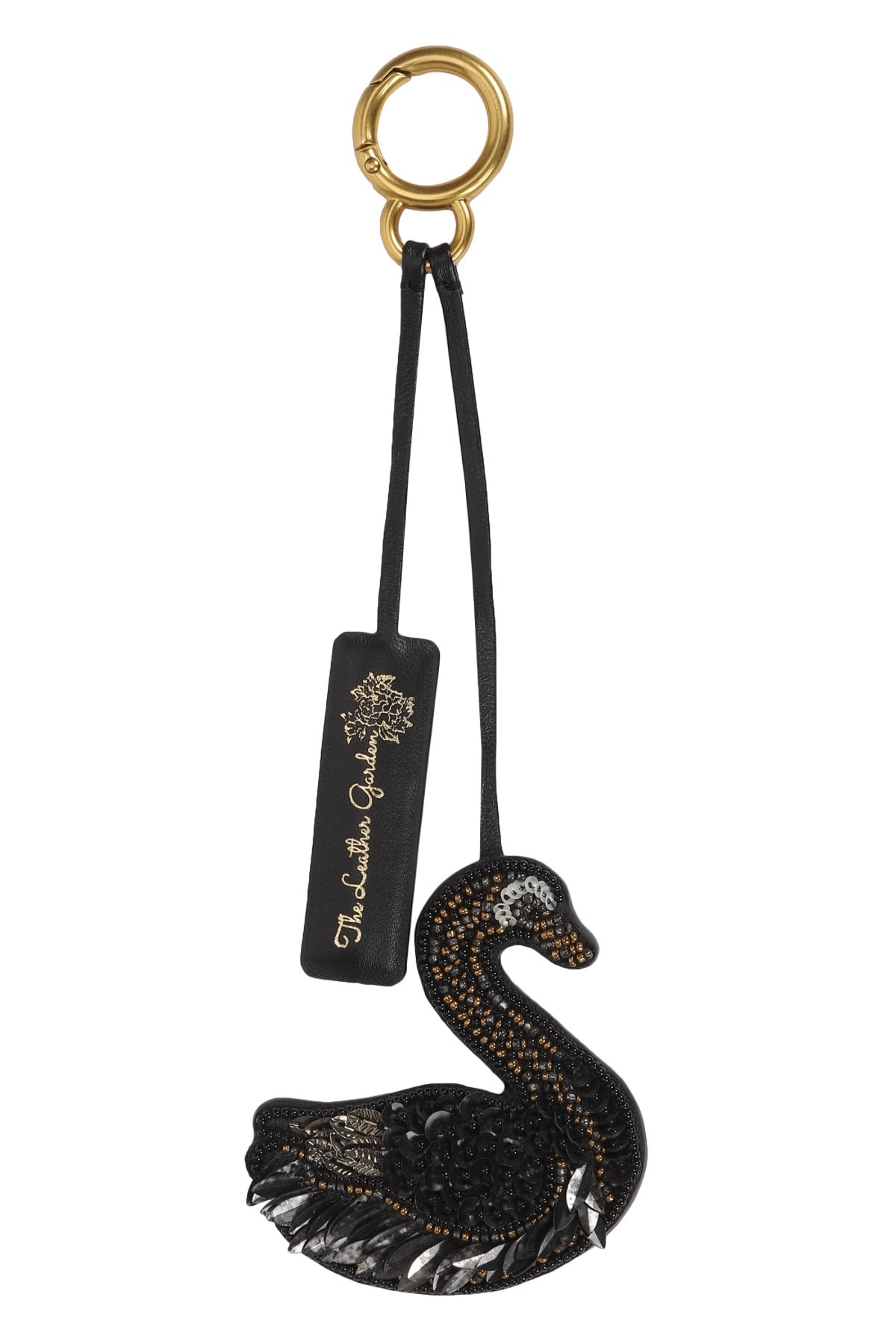 Swan Leather Charm -Black