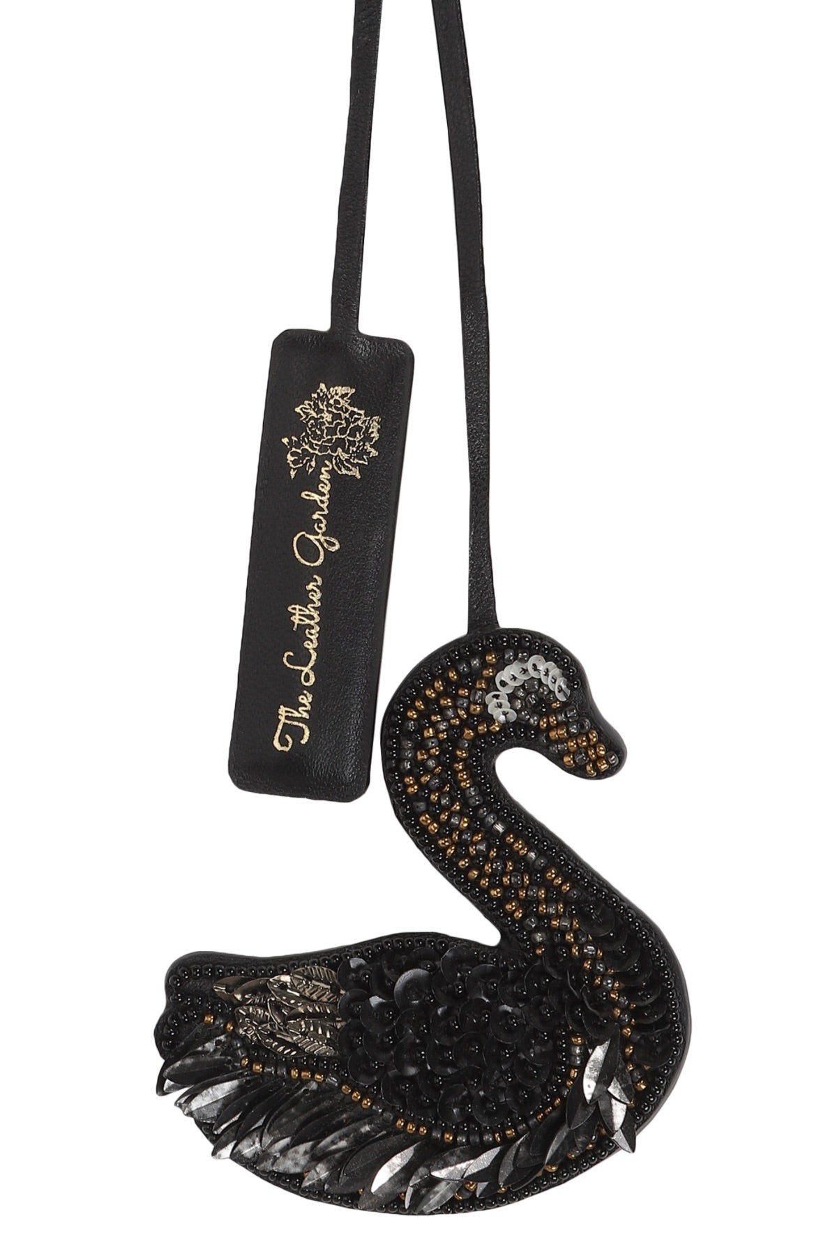 Swan Leather Charm -Black