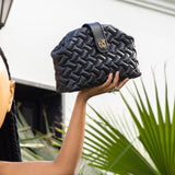 Bella Black Leather Quilted Handbag