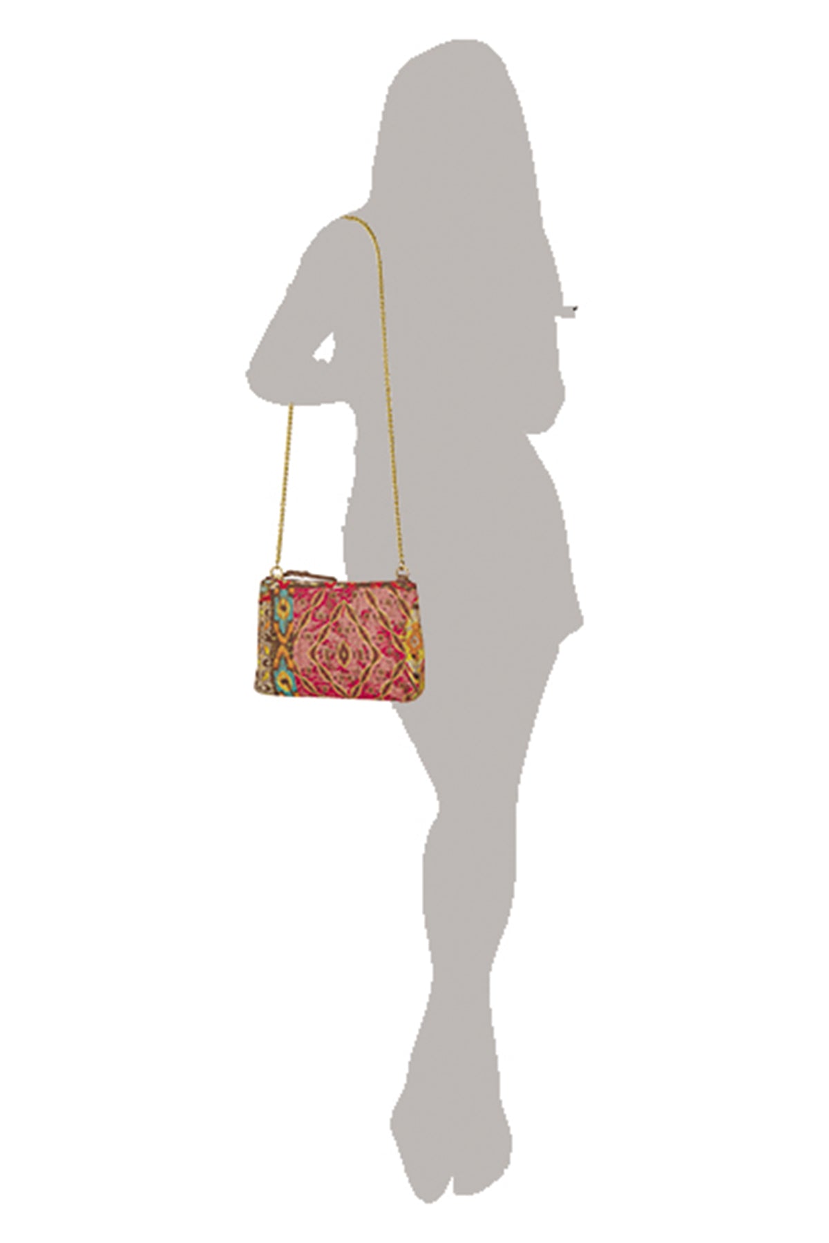 Carnation Embroidered Brown Shoulder Bag