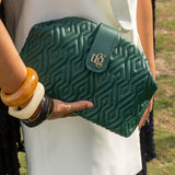 Bella Forest Green Leather Quilted Handbag