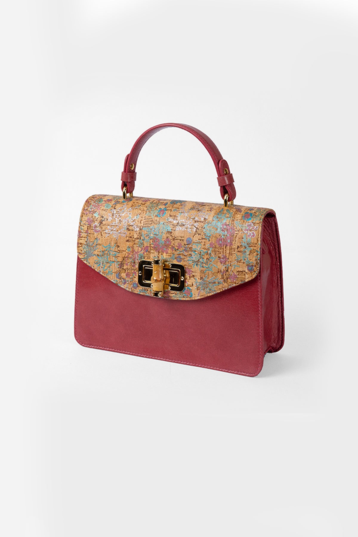 Hydrangea-Multi Floral Cork Leather Shoulder Bag