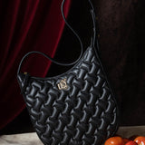 Amelia Black Leather Quilted Shoulder Bag