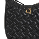 Amelia Black Leather Quilted Shoulder Bag