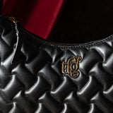 Amelia Black Leather Quilted Shoulder Bag