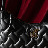 Amelia Black Leather Quilted Shoulder Bag