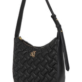 Amelia Black Leather Quilted Shoulder Bag