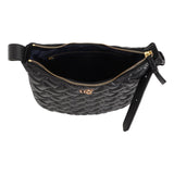 Amelia Black Leather Quilted Shoulder Bag