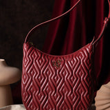 Amelia Ruby Red Leather Quilted Shoulder Bag