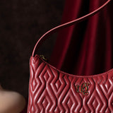 Amelia Ruby Red Leather Quilted Shoulder Bag