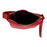 Amelia Ruby Red Leather Quilted Shoulder Bag