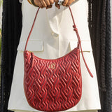 Amelia Ruby Red Leather Quilted Shoulder Bag