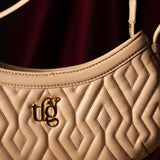 Anne Nude Leather Quilted Shoulder Bag