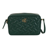 Audrey Forest Green Leather Quilted Crossbody Bag