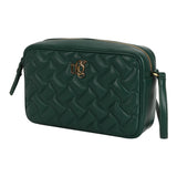Audrey Forest Green Leather Quilted Crossbody Bag