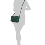 Audrey Forest Green Leather Quilted Crossbody Bag