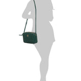 Audrey Forest Green Leather Quilted Crossbody Bag