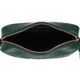 Audrey Forest Green Leather Quilted Crossbody Bag