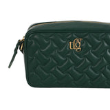 Audrey Forest Green Leather Quilted Crossbody Bag