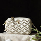 Audrey Eggshell Leather Quilted Crossbody Bag