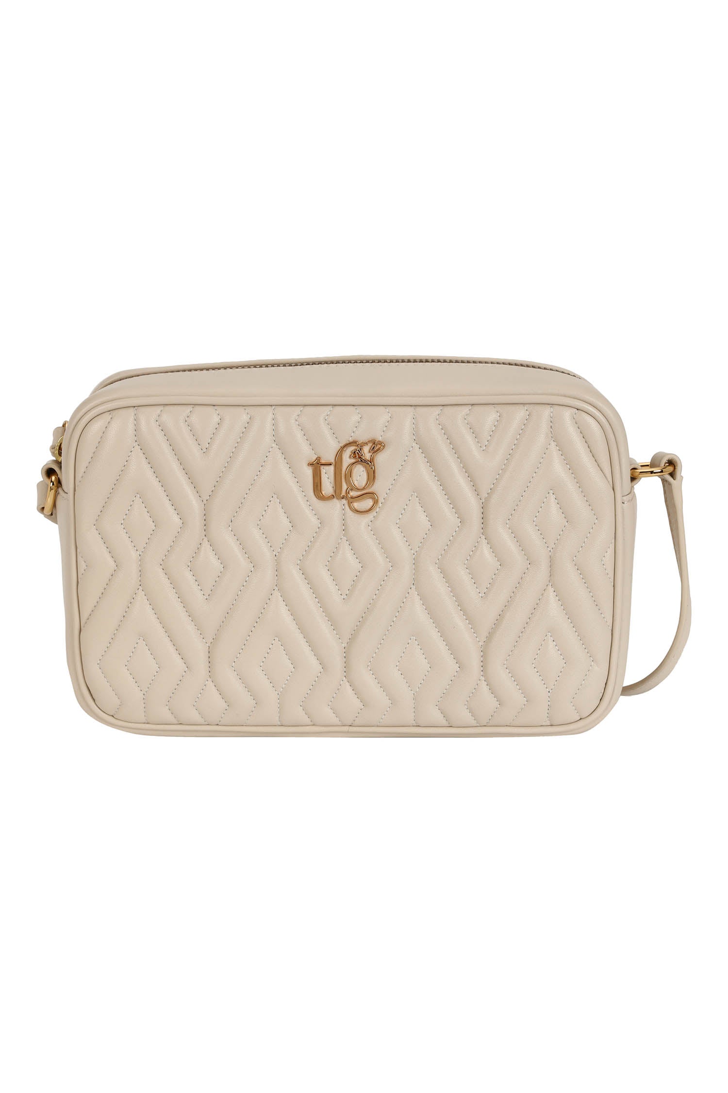 Audrey Eggshell Leather Quilted Crossbody Bag