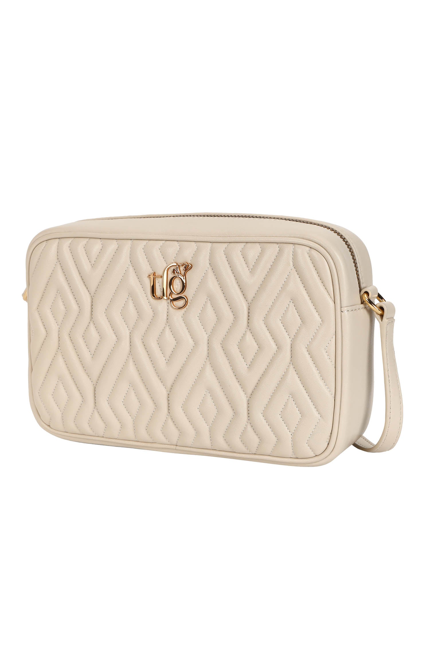 Audrey Eggshell Leather Quilted Crossbody Bag