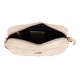 Audrey Eggshell Leather Quilted Crossbody Bag