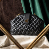 Bella Black Leather Quilted Handbag