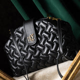 Bella Black Leather Quilted Handbag