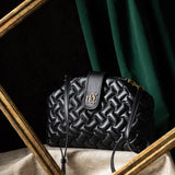 Bella Black Leather Quilted Handbag