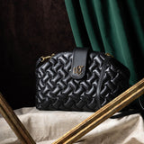 Bella Black Leather Quilted Handbag